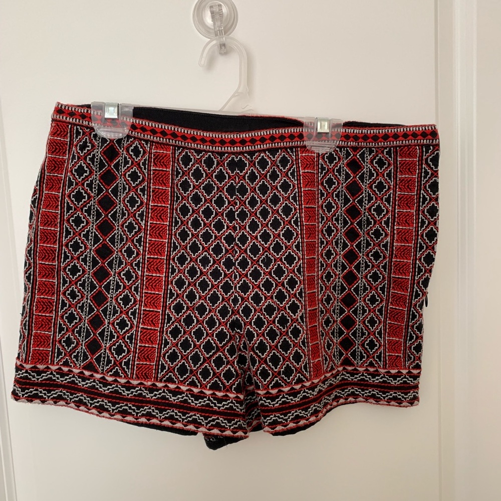 Red and Black Print Shorts